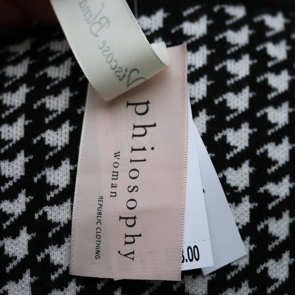 NEW Philosophy Plus Size Black Houndstooth V-Neck Viscose  Blend Sweater Sz 2X - Picture 7 of 10